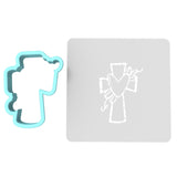 Cross Heart Cookie Cutter | Stamp | Stencil #1 Animals & Dinosaurs Cookie Cutter Lady MINI - 2 Inches (5cm) **BUNDLE** Cutter + Stencil