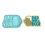 Dad Needs a Beer Cookie Cutter | Stamp | Stencil #1 Cookie Cutter Lady MINI - 2 Inches (5cm) **BUNDLE** Cutter + Stamp