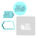 Dad Needs a Beer Cookie Cutter | Stamp | Stencil #1 Cookie Cutter Lady MINI - 2 Inches (5cm) **FULL SET BUNDLE** Cutter + Stamp + Stencil + Debosser **BEST DEAL**