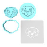 Dog Face Cookie Cutter | Stamp | Stencil #A Animals & Dinosaurs Cookie Cutter Lady MINI - 2 Inches (5cm) **FULL SET BUNDLE** Cutter + Stamp + Stencil + Debosser **BEST DEAL**