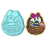 Easter Basket Cookie Cutter | Stamp | Stencil #1 Animals & Dinosaurs Cookie Cutter Lady MINI - 2 Inches (5cm) **BUNDLE** Cutter + Stamp