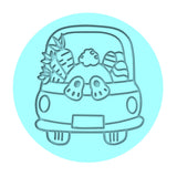 Easter Bunny Truck Blank Plate Cookie Cutter | Stamp | Stencil #1 Animals & Dinosaurs Cookie Cutter Lady MINI - 2 Inches (5cm) Debosser ONLY