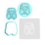 Easter Bunny Truck Butt Cookie Cutter | Stamp | Stencil #1 Animals & Dinosaurs Cookie Cutter Lady MINI - 2 Inches (5cm) **FULL SET BUNDLE** Cutter + Stamp + Stencil + Debosser **BEST DEAL**