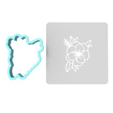 Flower Cookie Cutter | Stamp | Stencil #1 Animals & Dinosaurs Cookie Cutter Lady MINI - 2 Inches (5cm) **BUNDLE** Cutter + Stencil