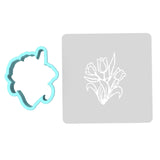 Flower Cookie Cutter | Stamp | Stencil #5 Animals & Dinosaurs Cookie Cutter Lady MINI - 2 Inches (5cm) **BUNDLE** Cutter + Stencil