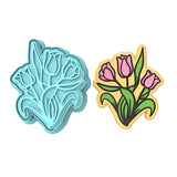 Flower Cookie Cutter | Stamp | Stencil #5 Animals & Dinosaurs Cookie Cutter Lady MINI - 2 Inches (5cm) **BUNDLE** Cutter + Stamp