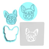 French Bulldog Cookie Cutter | Stamp | Stencil #1 Animals & Dinosaurs Cookie Cutter Lady MINI - 2 Inches (5cm) **BUNDLE** Cutter + Stencil