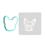 French Bulldog Cookie Cutter | Stamp | Stencil #1 Animals & Dinosaurs Cookie Cutter Lady SMALL - 2.5 Inches (6.35cm) **BUNDLE** Cutter + Stencil