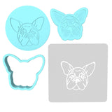 Frenchie Dog Breed Cookie Cutter | Stamp | Stencil #1 Animals & Dinosaurs Cookie Cutter Lady MINI - 2 Inches (5cm) **FULL SET BUNDLE** Cutter + Stamp + Stencil + Debosser **BEST DEAL**