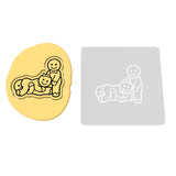 Gingerbread Sex Threesome Cookie Cutter | Stamp | Stencil #3 Xmas / Winter / NYE Cookie Cutter Lady MINI - 2 Inches (5cm) **BUNDLE** Cutter + Stencil