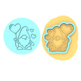 Gnome Balloon Cookie Cutter | Stamp | Stencil #1 Cookie Cutter Lady MINI - 2 Inches (5cm) **BUNDLE** Cutter + Debosser
