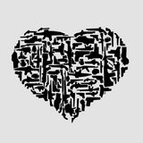 Gun Heart Cookie Cutter | Stamp | Stencil #1 Boys/ Army / Outdoorsman Cookie Cutter Lady 2 Inch Small Cupcake Stencil Only No