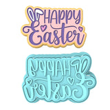 Happy Easter Bunny Ears Hearts Cookie Cutter | Stamp | Stencil Animals & Dinosaurs Cookie Cutter Lady MINI - 2 Inches (5cm) **BUNDLE** Cutter + Stamp
