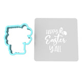 Happy Easter Y'all Cookie Cutter | Stamp | Stencil Animals & Dinosaurs Cookie Cutter Lady MINI - 2 Inches (5cm) **BUNDLE** Cutter + Stencil