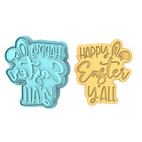 Happy Easter Y'all Cookie Cutter | Stamp | Stencil Animals & Dinosaurs Cookie Cutter Lady MINI - 2 Inches (5cm) **BUNDLE** Cutter + Stamp