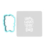 Happy Father's Day Bow Cookie Cutter | Stamp | Stencil #1 Cookie Cutter Lady MINI - 2 Inches (5cm) **BUNDLE** Cutter + Stencil