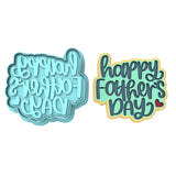Happy Father's Day Text Hearts Cookie Cutter | Stamp | Stencil #1 fathers day Cookie Cutter Lady MINI - 2 Inches (5cm) **BUNDLE** Cutter + Stamp