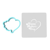 Happy Mother's Day Hearts Cookie Cutter | Stamp | Stencil #4 Animals & Dinosaurs Cookie Cutter Lady MINI - 2 Inches (5cm) **BUNDLE** Cutter + Stencil