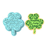 Happy St. Patrick's Day Clover Cookie Cutter | Stamp | Stencil #1 Cookie Cutter Lady MINI - 2 Inches (5cm) **BUNDLE** Cutter + Stamp