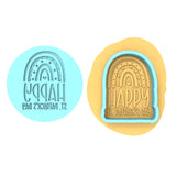 Happy St. Patrick's Day Rainbow Cookie Cutter | Stamp | Stencil #1 Cookie Cutter Lady MINI - 2 Inches (5cm) **BUNDLE** Cutter + Debosser