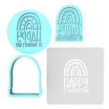 Happy St. Patrick's Day Rainbow Cookie Cutter | Stamp | Stencil #1 Cookie Cutter Lady MINI - 2 Inches (5cm) **FULL SET BUNDLE** Cutter + Stamp + Stencil + Debosser **BEST DEAL**