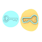 Heart Key Cookie Cutter | Stamp | Stencil Wedding / Baby / V Day Cookie Cutter Lady MINI - 2 Inches (5cm) **BUNDLE** Cutter + Debosser