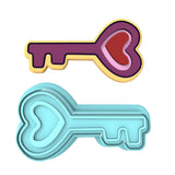 Heart Key Cookie Cutter | Stamp | Stencil Wedding / Baby / V Day Cookie Cutter Lady MINI - 2 Inches (5cm) **BUNDLE** Cutter + Stamp