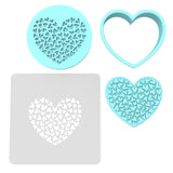 Heart of Hearts Cookie Cutter | Stamp | Stencil #2/B Wedding / Baby / V Day Cookie Cutter Lady MINI - 2 Inches (5cm) **FULL SET BUNDLE** Cutter + Stamp + Stencil + Debosser **BEST DEAL**