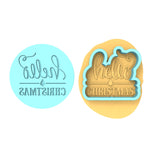 Hello Christmas Cookie Cutter | Stamp | Stencil #1 Xmas / Winter / NYE Cookie Cutter Lady MINI - 2 Inches (5cm) **BUNDLE** Cutter + Debosser