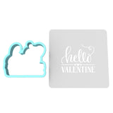 Hello Valentine Cookie Cutter | Stamp | Stencil #1 Wedding / Baby / V Day Cookie Cutter Lady MINI - 2 Inches (5cm) **BUNDLE** Cutter + Stencil