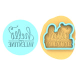 Hello Valentine Cookie Cutter | Stamp | Stencil #1 Wedding / Baby / V Day Cookie Cutter Lady MINI - 2 Inches (5cm) **BUNDLE** Cutter + Debosser