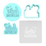 Hello Valentine Cookie Cutter | Stamp | Stencil #1 Wedding / Baby / V Day Cookie Cutter Lady MINI - 2 Inches (5cm) **FULL SET BUNDLE** Cutter + Stamp + Stencil + Debosser **BEST DEAL**