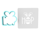 Hop Cookie Cutter | Stamp | Stencil #1 Animals & Dinosaurs Cookie Cutter Lady MINI - 2 Inches (5cm) **BUNDLE** Cutter + Stencil