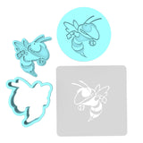 Hornet Cookie Cutter | Stamp | Stencil #1 Animals & Dinosaurs Cookie Cutter Lady MINI - 2 Inches (5cm) **FULL SET BUNDLE** Cutter + Stamp + Stencil + Debosser **BEST DEAL**
