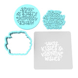 Hugs Kisses and Valentine Wishes Cookie Cutter | Stamp | Stencil Wedding / Baby / V Day Cookie Cutter Lady MINI - 2 Inches (5cm) **FULL SET BUNDLE** Cutter + Stamp + Stencil + Debosser **BEST DEAL**