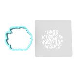 Hugs Kisses and Valentine Wishes Cookie Cutter | Stamp | Stencil Wedding / Baby / V Day Cookie Cutter Lady MINI - 2 Inches (5cm) **BUNDLE** Cutter + Stencil