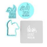 Hunt Mode On Cookie Cutter | Stamp | Stencil Animals & Dinosaurs Cookie Cutter Lady MINI - 2 Inches (5cm) **FULL SET BUNDLE** Cutter + Stamp + Stencil + Debosser **BEST DEAL**