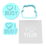I Love Your Cookie Cutter | Stamp | Stencil Wedding / Baby / V Day Cookie Cutter Lady MINI - 2 Inches (5cm) **FULL SET BUNDLE** Cutter + Stamp + Stencil + Debosser **BEST DEAL**