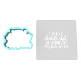 I Need a Double Shot Cookie Cutter | Stamp | Stencil Animals & Dinosaurs Cookie Cutter Lady MINI - 2 Inches (5cm) **BUNDLE** Cutter + Stencil
