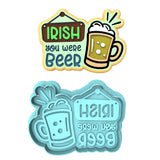 Irish You Were Beer Cookie Cutter | Stamp | Stencil #1 Cookie Cutter Lady MINI - 2 Inches (5cm) **BUNDLE** Cutter + Stamp