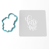 Kiss Me Cookie Cutter | Stamp | Stencil #1 Girly / Dolls / Princess Cookie Cutter Lady MINI - 2 Inches (5cm) **BUNDLE** Cutter + Stencil
