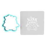 Kiss My Cotton Tail Cookie Cutter | Stamp | Stencil Animals & Dinosaurs Cookie Cutter Lady MINI - 2 Inches (5cm) **BUNDLE** Cutter + Stencil