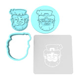 Leprechaun Cookie Cutter | Stamp | Stencil #4 Cookie Cutter Lady MINI - 2 Inches (5cm) **FULL SET BUNDLE** Cutter + Stamp + Stencil + Debosser **BEST DEAL**