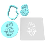 Love is in the Air Cookie Cutter | Stamp | Stencil Wedding / Baby / V Day Cookie Cutter Lady MINI - 2 Inches (5cm) **FULL SET BUNDLE** Cutter + Stamp + Stencil + Debosser **BEST DEAL**