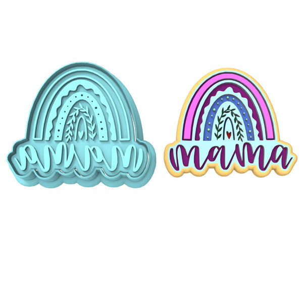 Mama Rainbow Cookie Cutter | Stamp | Stencil Cookie Cutters Cookie Cutter Lady 2 Inch Small Cupcake Cutter + Stamp No