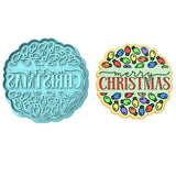 Merry Christmas Round Lights Cookie Cutter | Stamp | Stencil #1