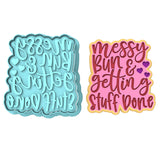 Messy Bun and Getting Stuff Done Cookie Cutter | Stamp | Stencil Animals & Dinosaurs Cookie Cutter Lady MINI - 2 Inches (5cm) **BUNDLE** Cutter + Stamp