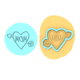 Mom Heart Arrow Cookie Cutter | Stamp | Stencil Animals & Dinosaurs Cookie Cutter Lady MINI - 2 Inches (5cm) **BUNDLE** Cutter + Debosser