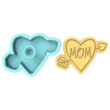 Mom Heart Arrow Cookie Cutter | Stamp | Stencil Animals & Dinosaurs Cookie Cutter Lady