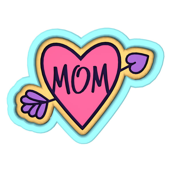 Mom Heart Arrow Cookie Cutter | Stamp | Stencil Animals & Dinosaurs Cookie Cutter Lady 